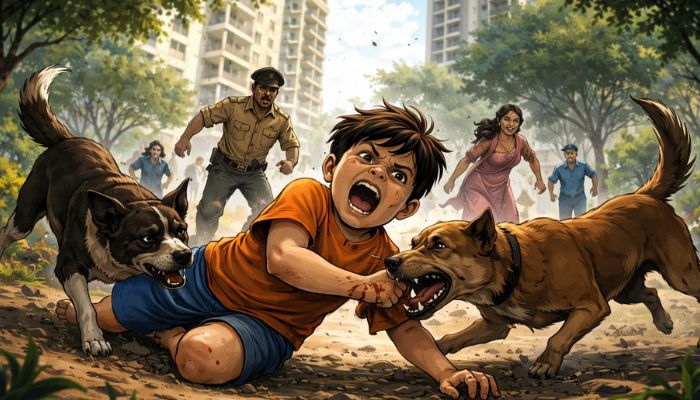 Stray dog attack in Surat leaves nine year old boy injured inside residential society