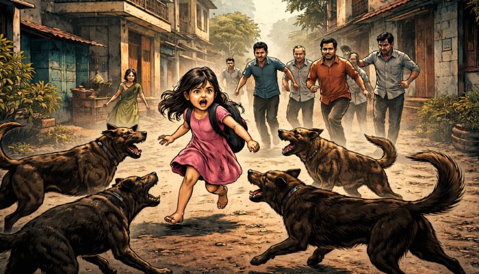 Minor girl escapes serious injuries after stray dogs attack her in Katni colony