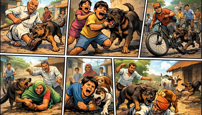 Stray dog roaming residential area in Deoria after multiple bite incidents reported