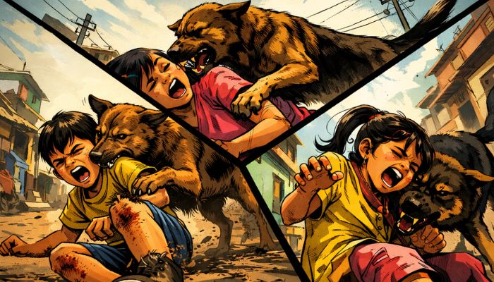 Stray dog attacks in Haidergarh injure children playing outside residential homes