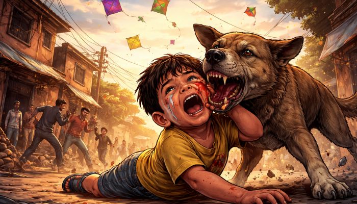Four-year-old child injured after stray dog attack in Ujjain, treated at Charak Hospital
