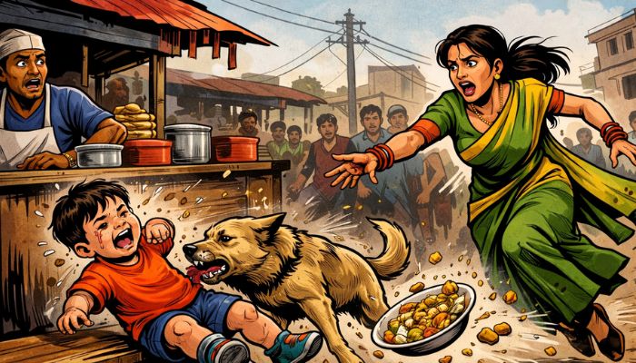 Two year old injured after stray dog attack at busy Haidergarh market