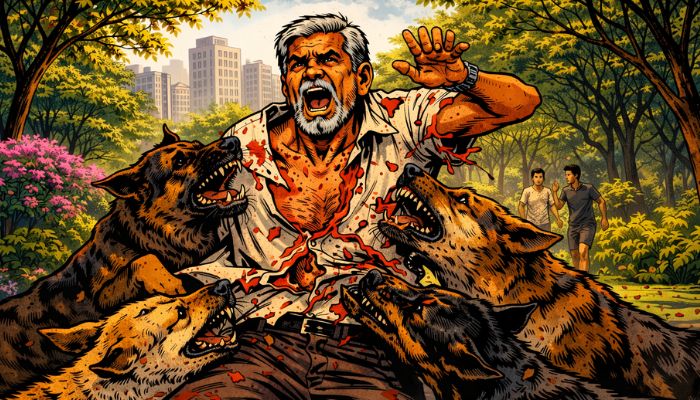 Elderly man attacked by stray dogs in Delhi park after being chased