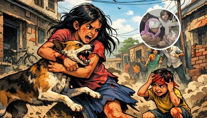 Eight year old girl injured after fighting stray dog to save brother